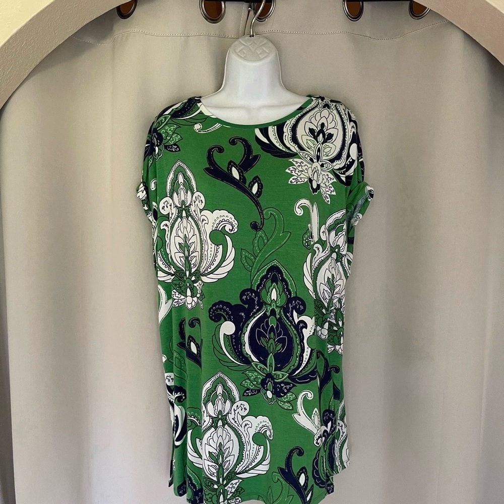 long tall sally Green Paisley Short Sleeve Tunic